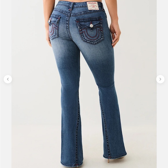 True Religion Denim - NWT True Religion 30 Joey Big T Mid Rise Flare Jean Medium Blizzard Wash Logo